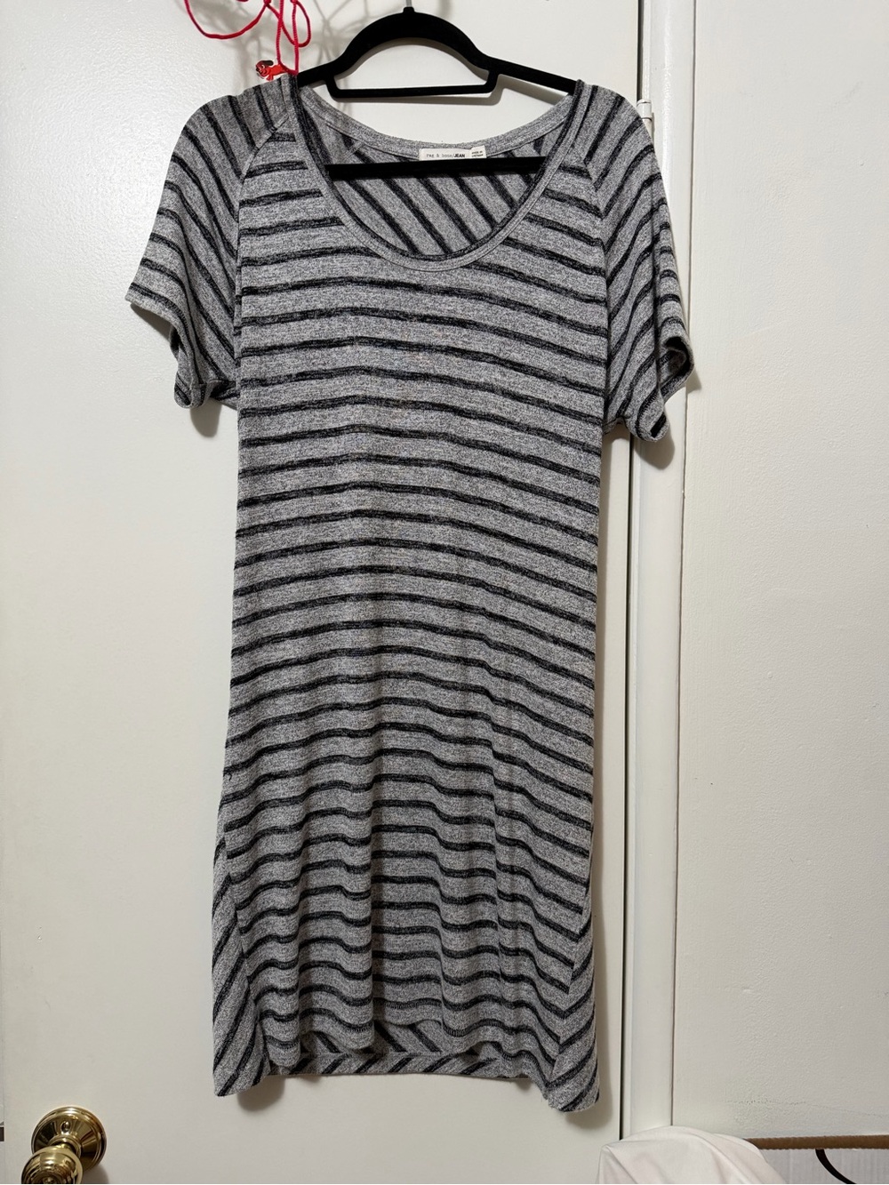rag & bone Black and Gray Striped Midi Dress